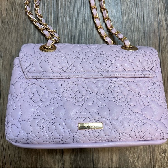 Aldo Lavander Quilted Crossbody Bag Golden Double Shoulder Strap Chain - Picture 12 of 17